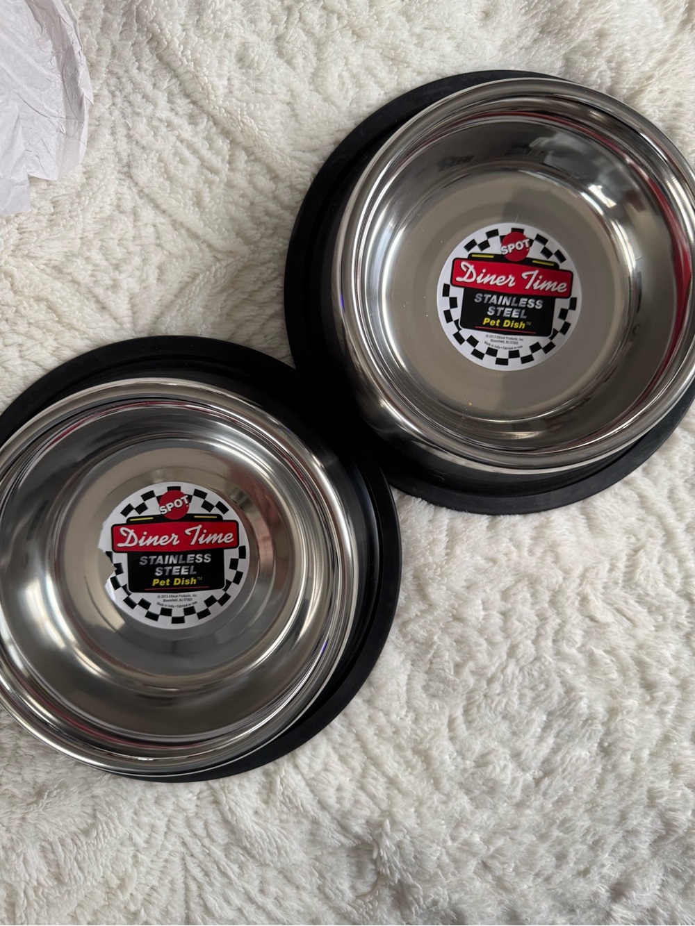 Stainless Steel Pet Bowl - Silver with Black Base (Set of 2)